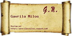 Gavrila Milos névjegykártya